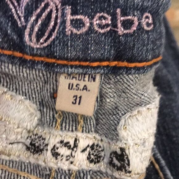 BEBE Y2K lower rise flare jeans with embroidery patch detail on back. - Picture 4 of 4
